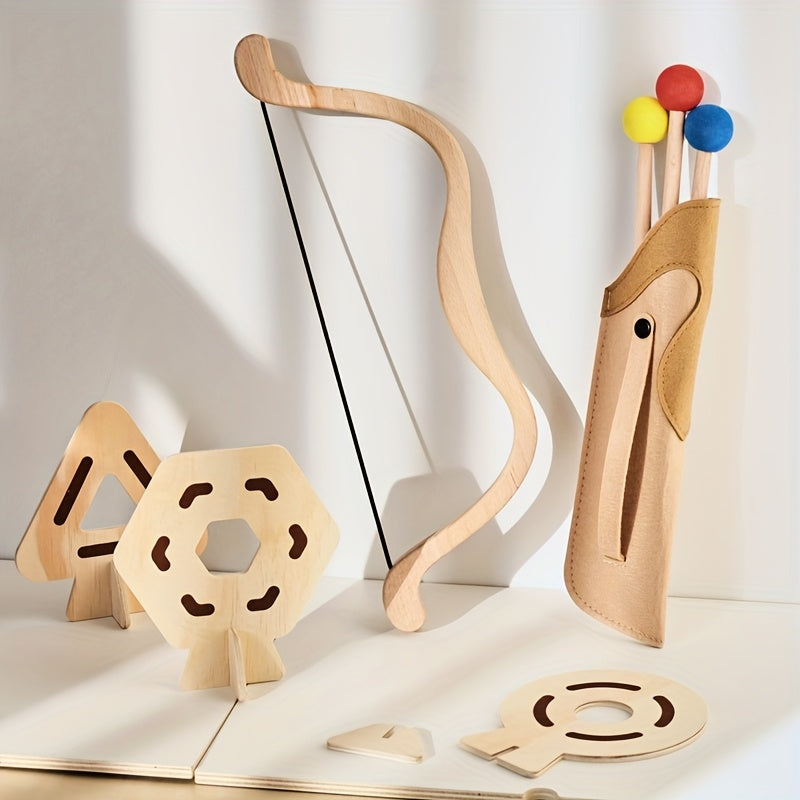 Junior wooden bow and arrow archery set with soft tips