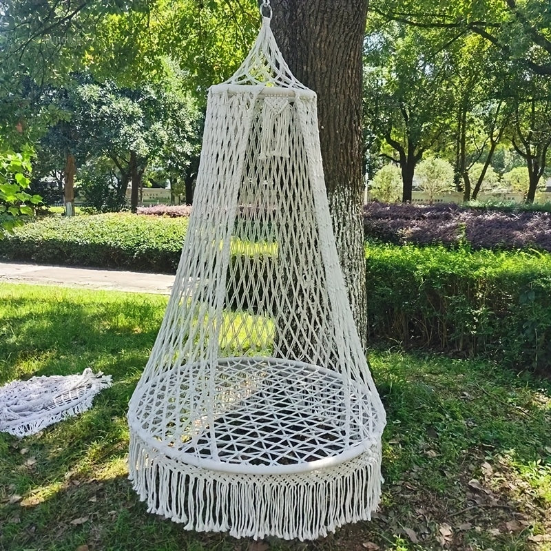 Handwoven Hanging Chair – Boho Cotton Rope Swing Seat