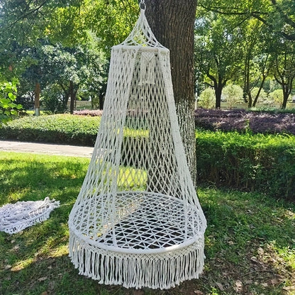 Handwoven Hanging Chair – Boho Cotton Rope Swing Seat
