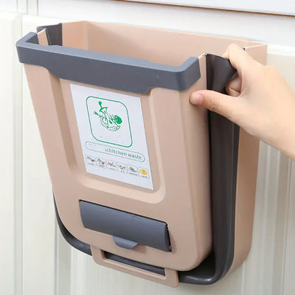 Foldable wall-mounted collapsible kitchen waste bin