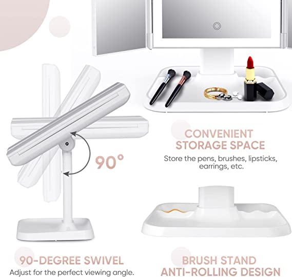 Compact LED vanity mirror