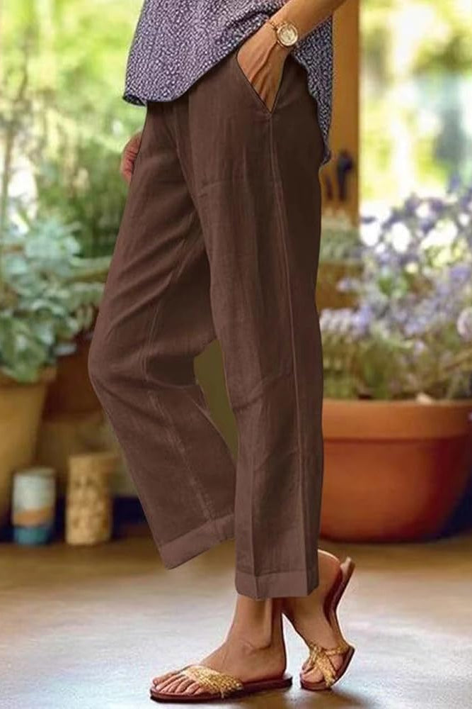 Women's lightweight straight-leg summer trousers