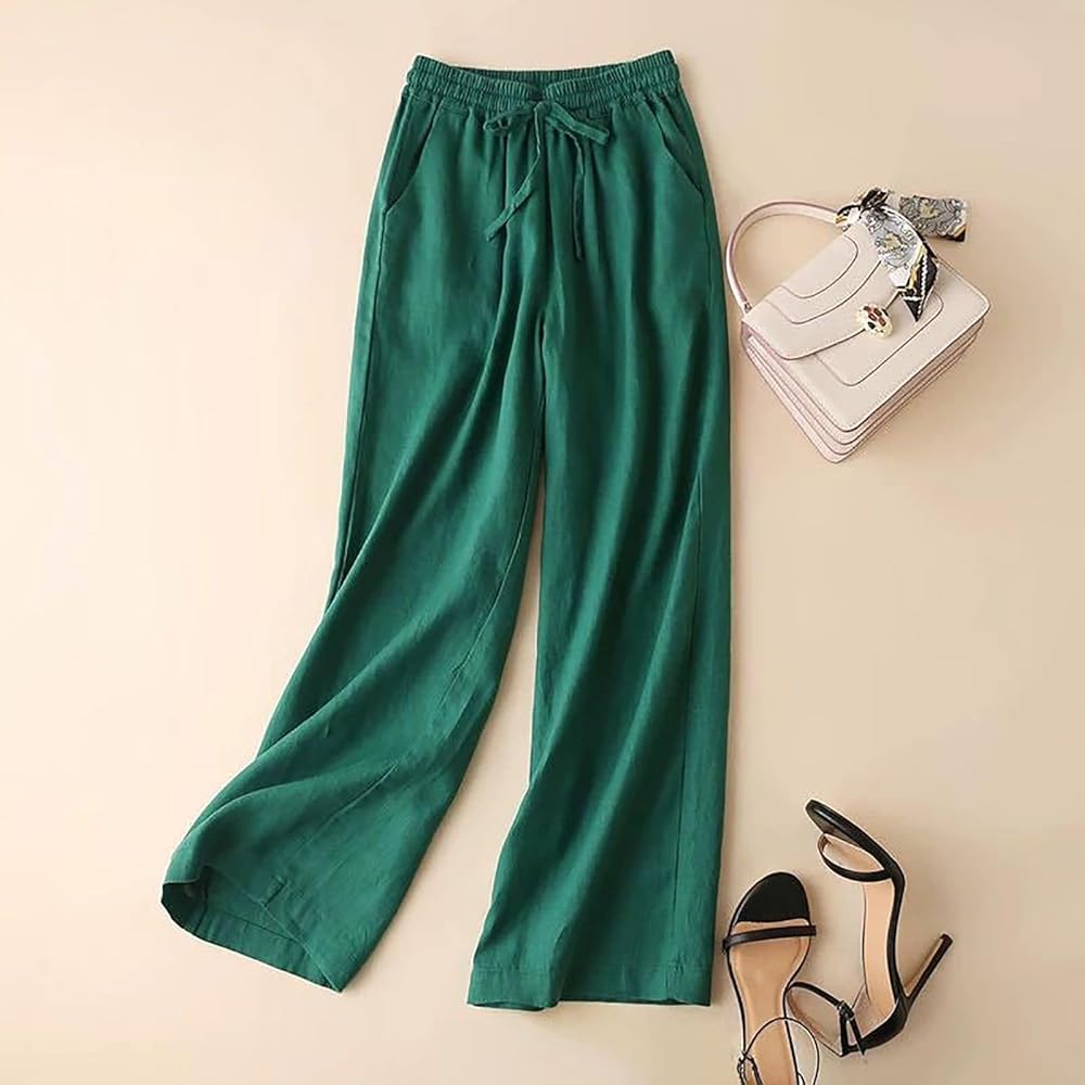 Women's relaxed drawstring wide-leg trousers