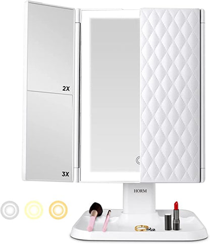 Makeup mirror with LED lighting