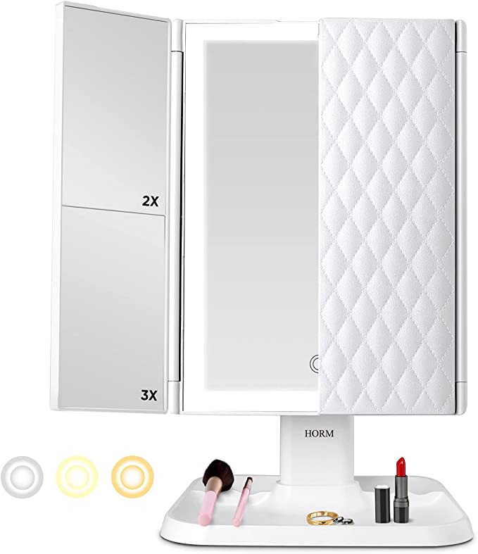 LED makeup mirror with magnification