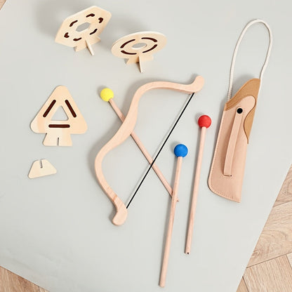 Junior wooden bow and arrow archery set with soft tips