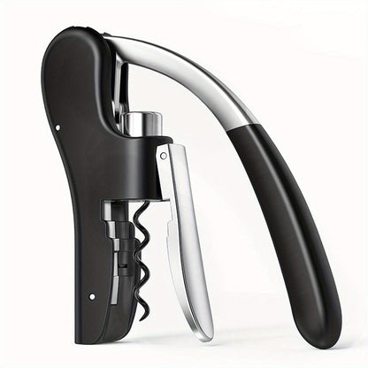 Ergonomic lever corkscrew wine bottle opener