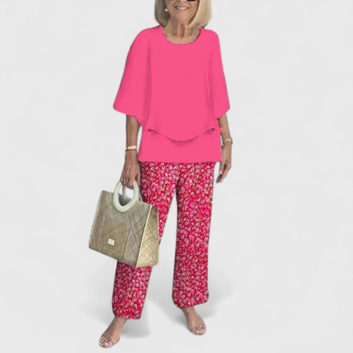Women's two-piece co-ord set with matching top and trousers