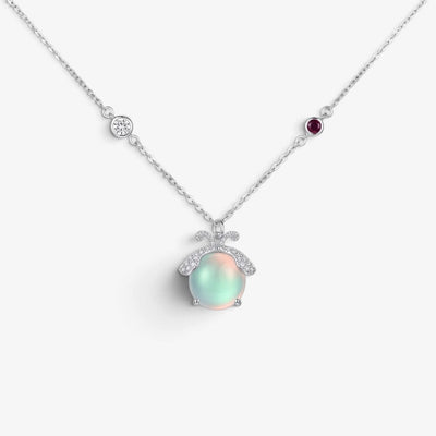 Firefly Pendant Silver Necklace with Moonstone Detail