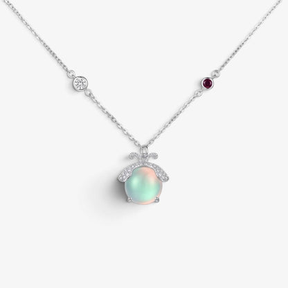 Firefly Pendant Silver Necklace with Moonstone Detail