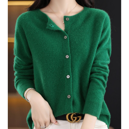Women's Knit Cardigan – Crew-Neck Button-Front Cardigan