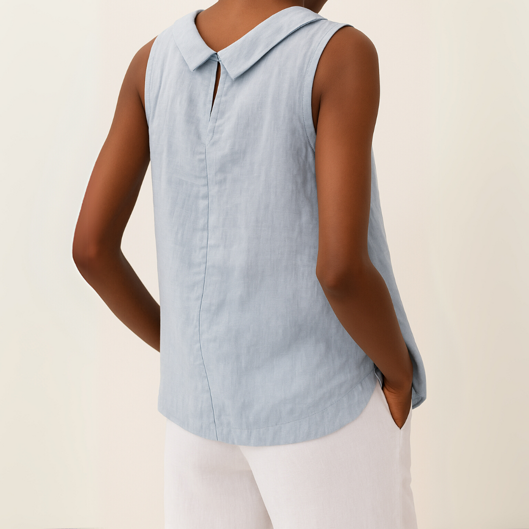 Women's sleeveless roll-neck mock-collar top