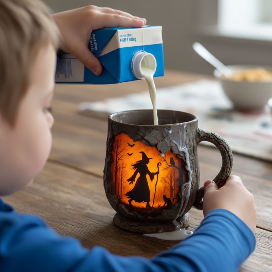 Mystical witch forest embossed ceramic mug