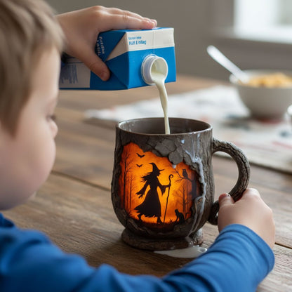 Mystical witch forest embossed ceramic mug