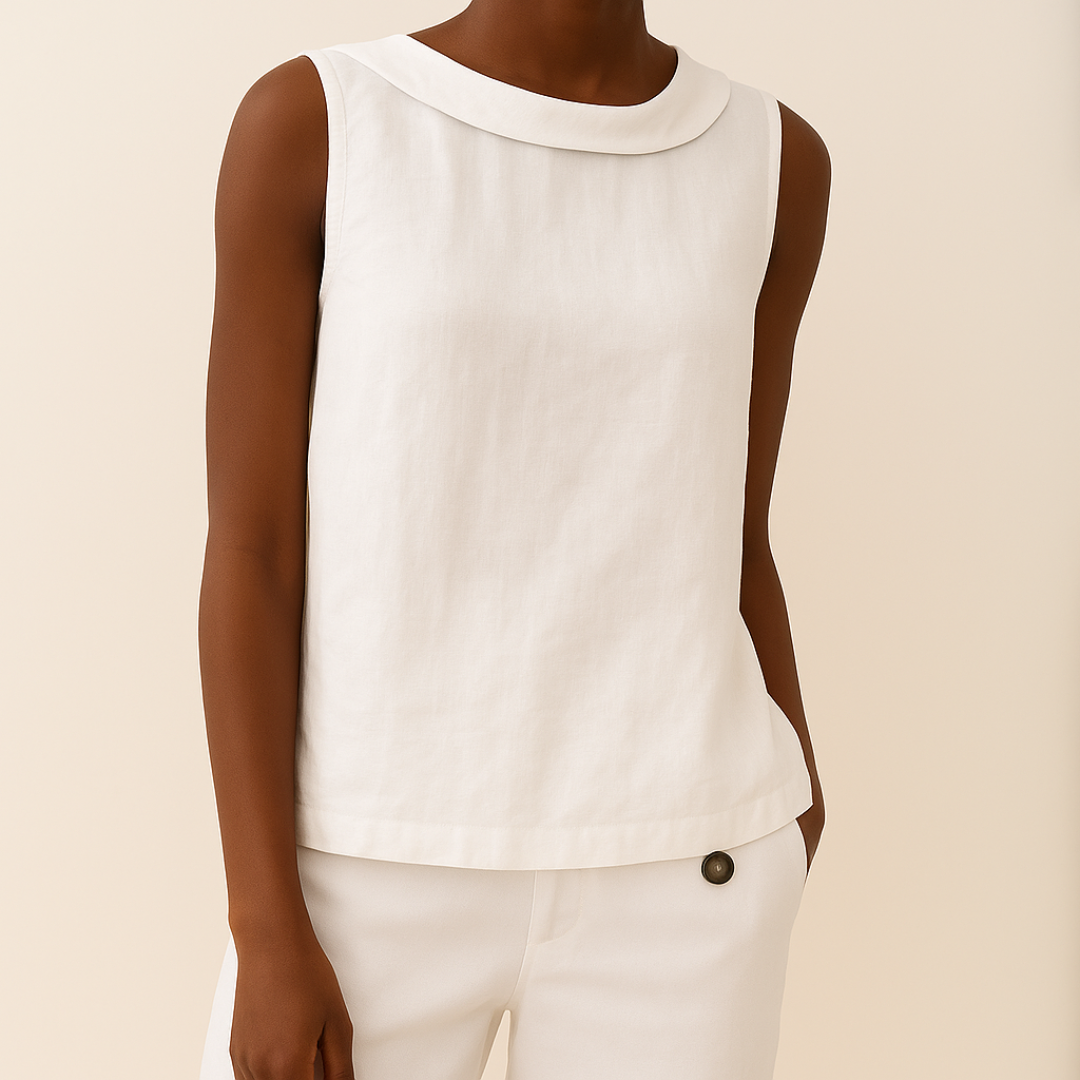 Women's sleeveless roll-neck mock-collar top