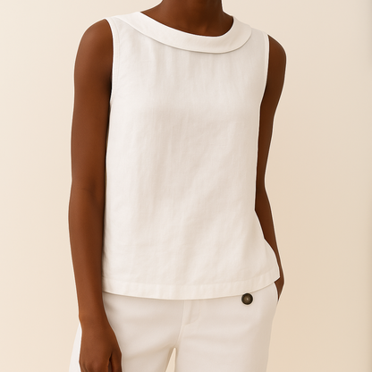 Women's sleeveless roll-neck mock-collar top