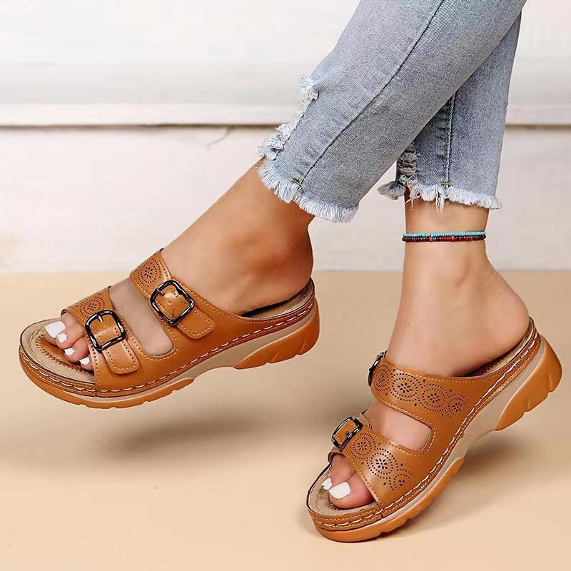 Orthopaedic Comfort Sandals for Women, Lightweight Vegan Leather Sandals with Arch Support