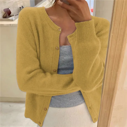Women's Knit Cardigan – Crew-Neck Long-Sleeve Cardigan