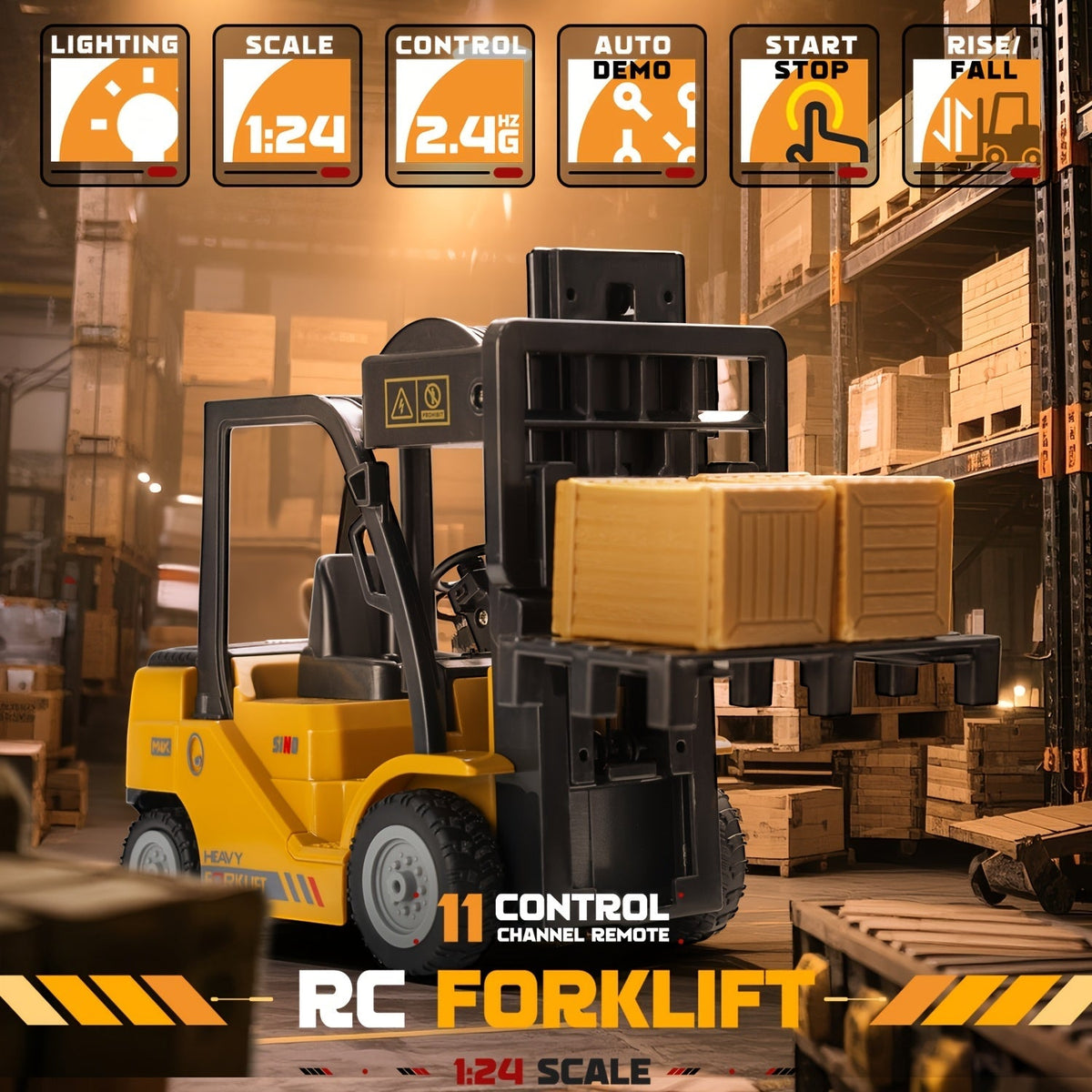 1:24 scale remote control forklift toy with lights