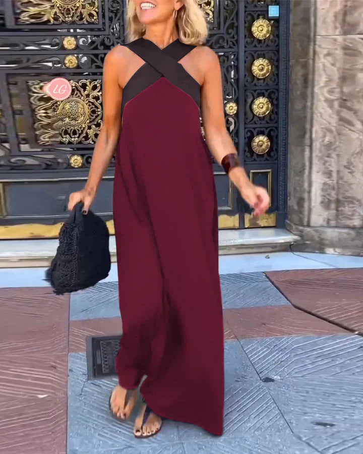 Women's V-neck flowing dress