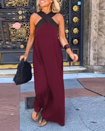 Women's V-neck flowing dress