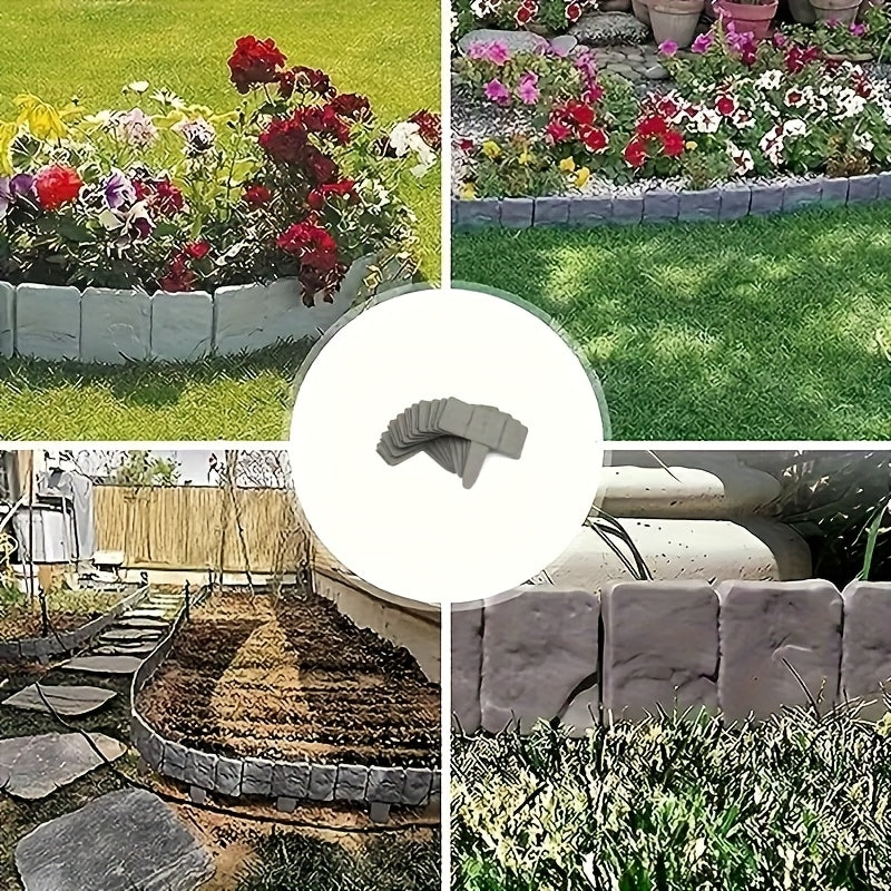 Stone-Look Garden Edging Set – 20-Piece Interlocking Border