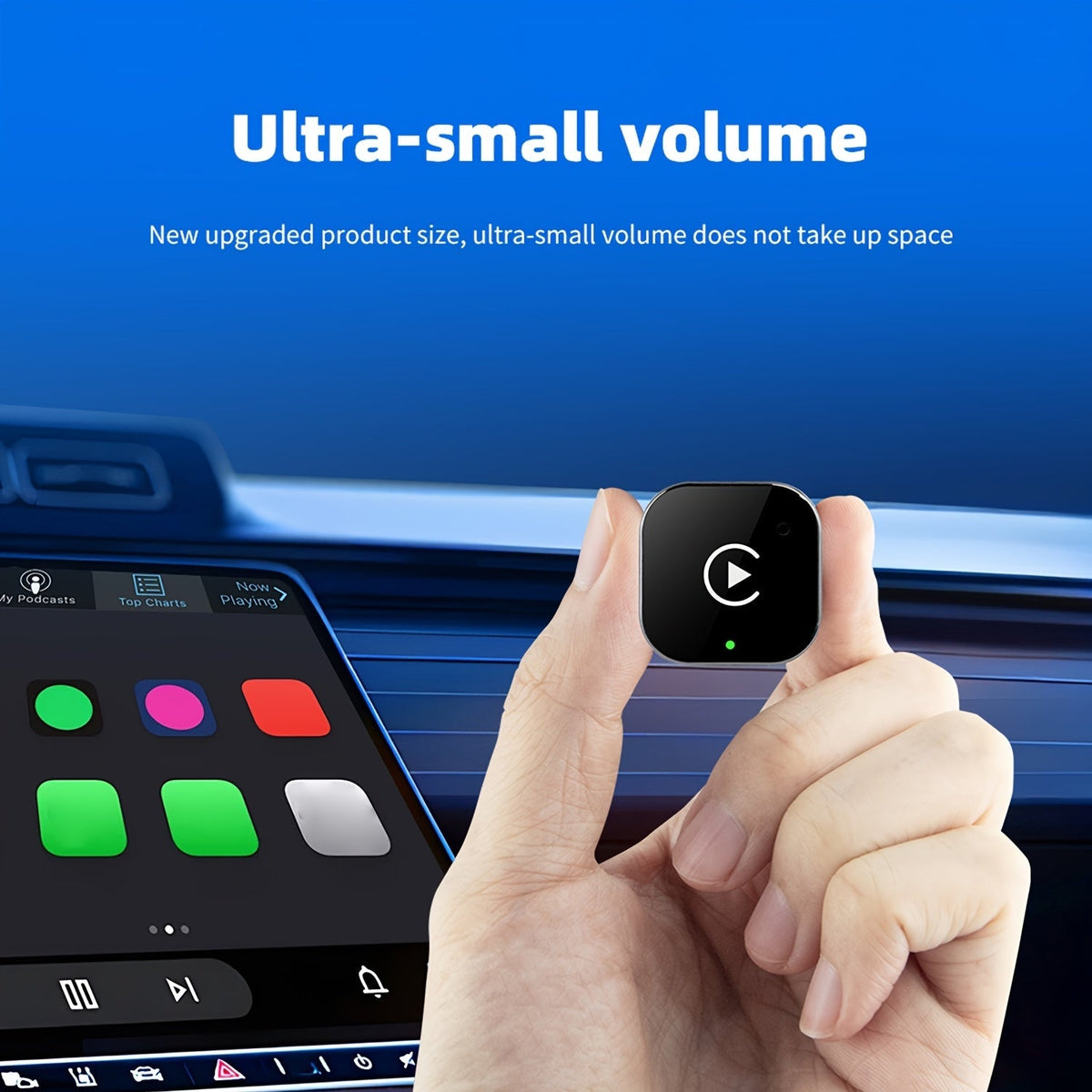 Wireless 2-in-1 CarPlay and Android Auto adapter dongle with USB and USB-C