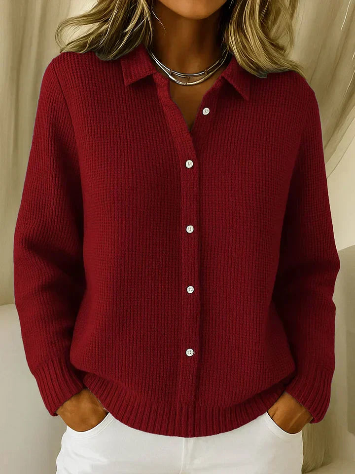 Women's longline button-front knit cardigan