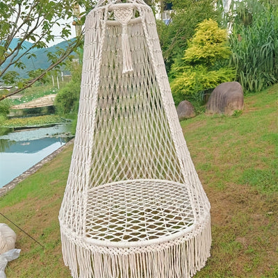 Handwoven Hanging Chair – Boho Cotton Rope Swing Seat