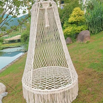 Handwoven Hanging Chair – Boho Cotton Rope Swing Seat