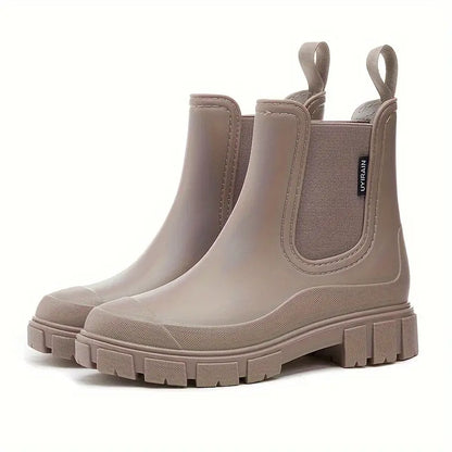 Women's brown waterproof slip-on Chelsea ankle boots