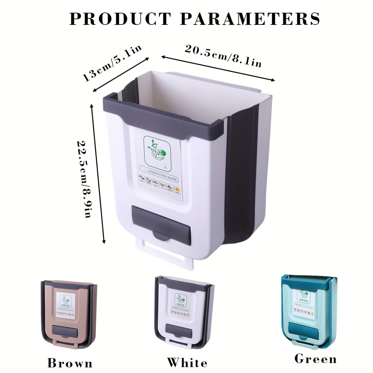 Foldable wall-mounted collapsible kitchen waste bin