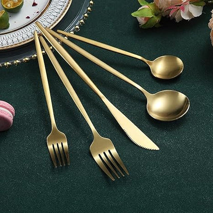 Stainless Steel Cutlery Set – Modern Matte Flatware Set for 4–16 People