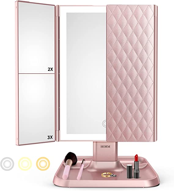 Magnifying LED makeup mirror
