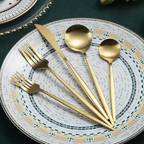 Stainless Steel Cutlery Set – Modern Matte Flatware Set for 4–16 People