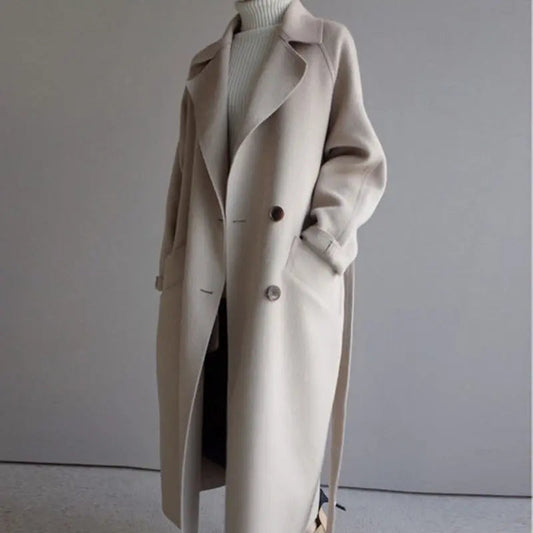 Women's long wool coat - front