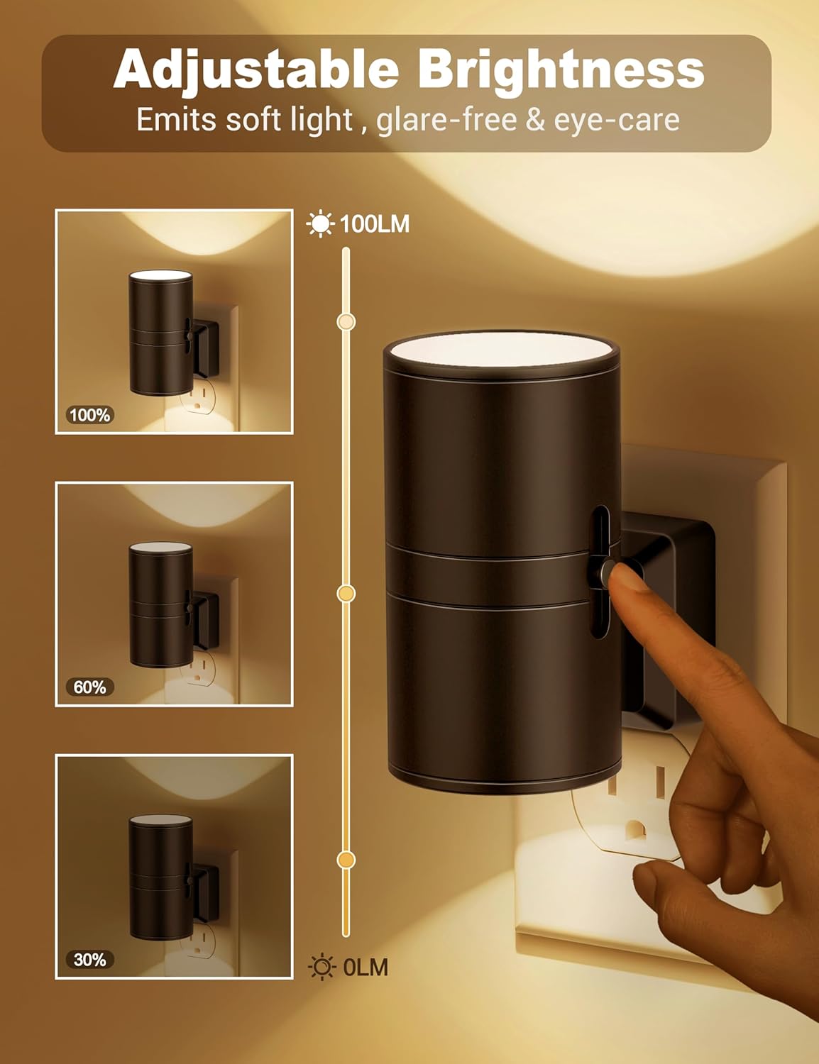 Plug-In LED Wall Light – Smart Sensor Dimmable Night Light
