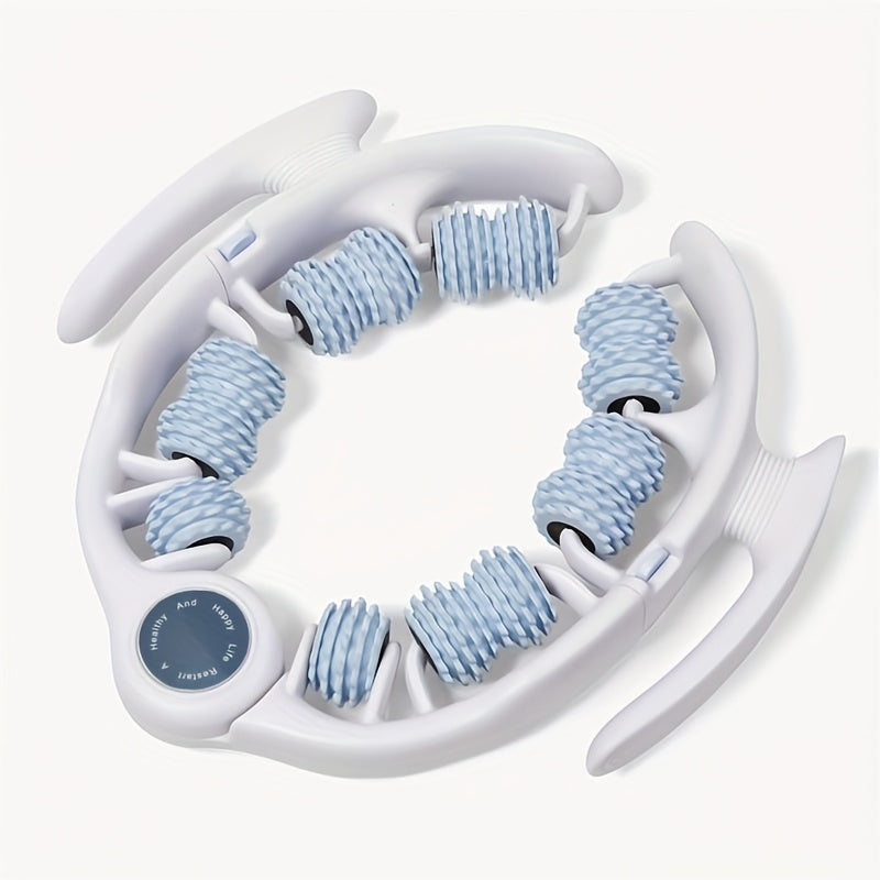 Massage Roller – 14-Wheel Deep-Tissue Muscle Roller with Leg Clamp
