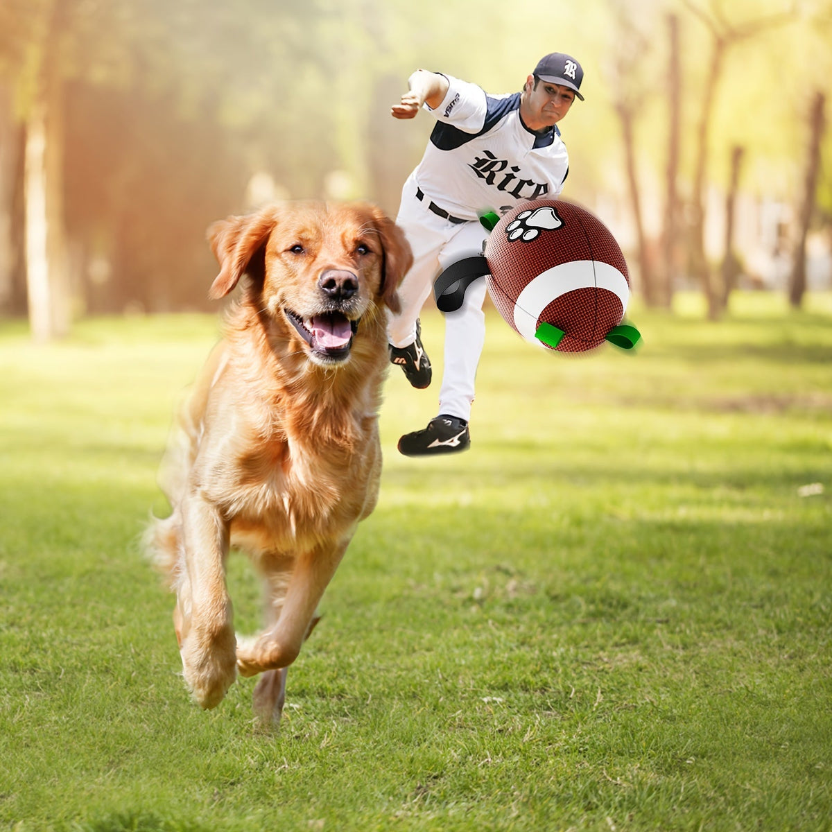Dog Football – Durable Rubber Fetch Ball with Pump