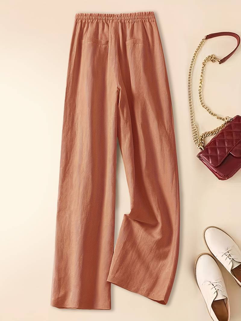 Women's relaxed drawstring wide-leg trousers