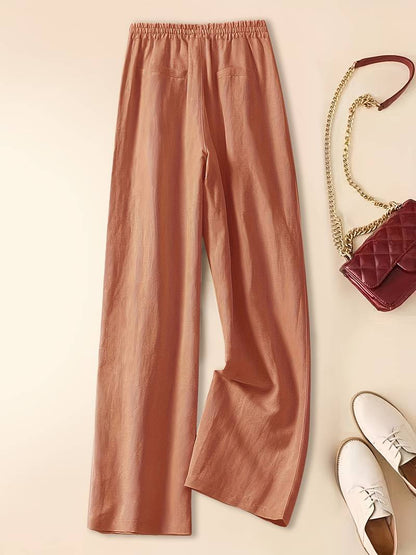Women's relaxed drawstring wide-leg trousers