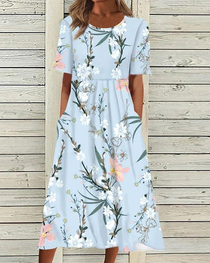Women's short-sleeve floral midi dress