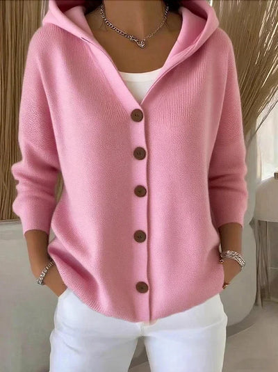 Women's Hooded Cardigan – Button-Front Knit Cardigan