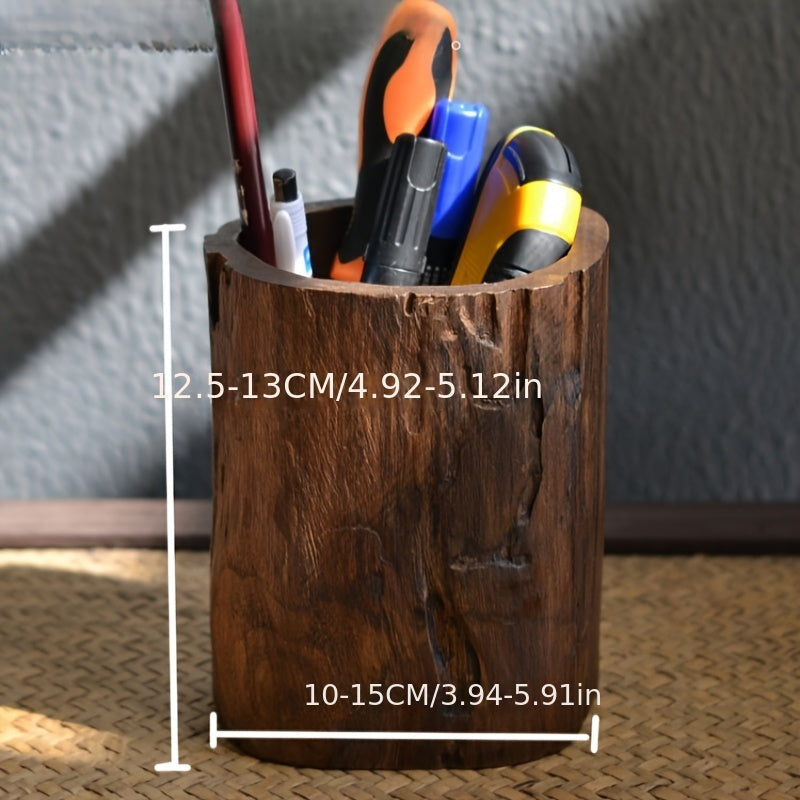 Wooden Pen Holder – Handmade Solid Wood Desk Tidy