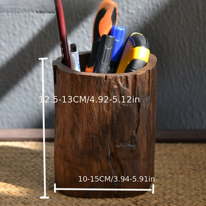 Wooden Pen Holder – Handmade Solid Wood Desk Tidy