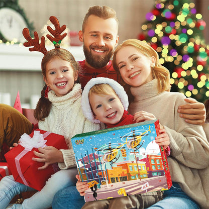 Construction toy advent calendar with vehicles