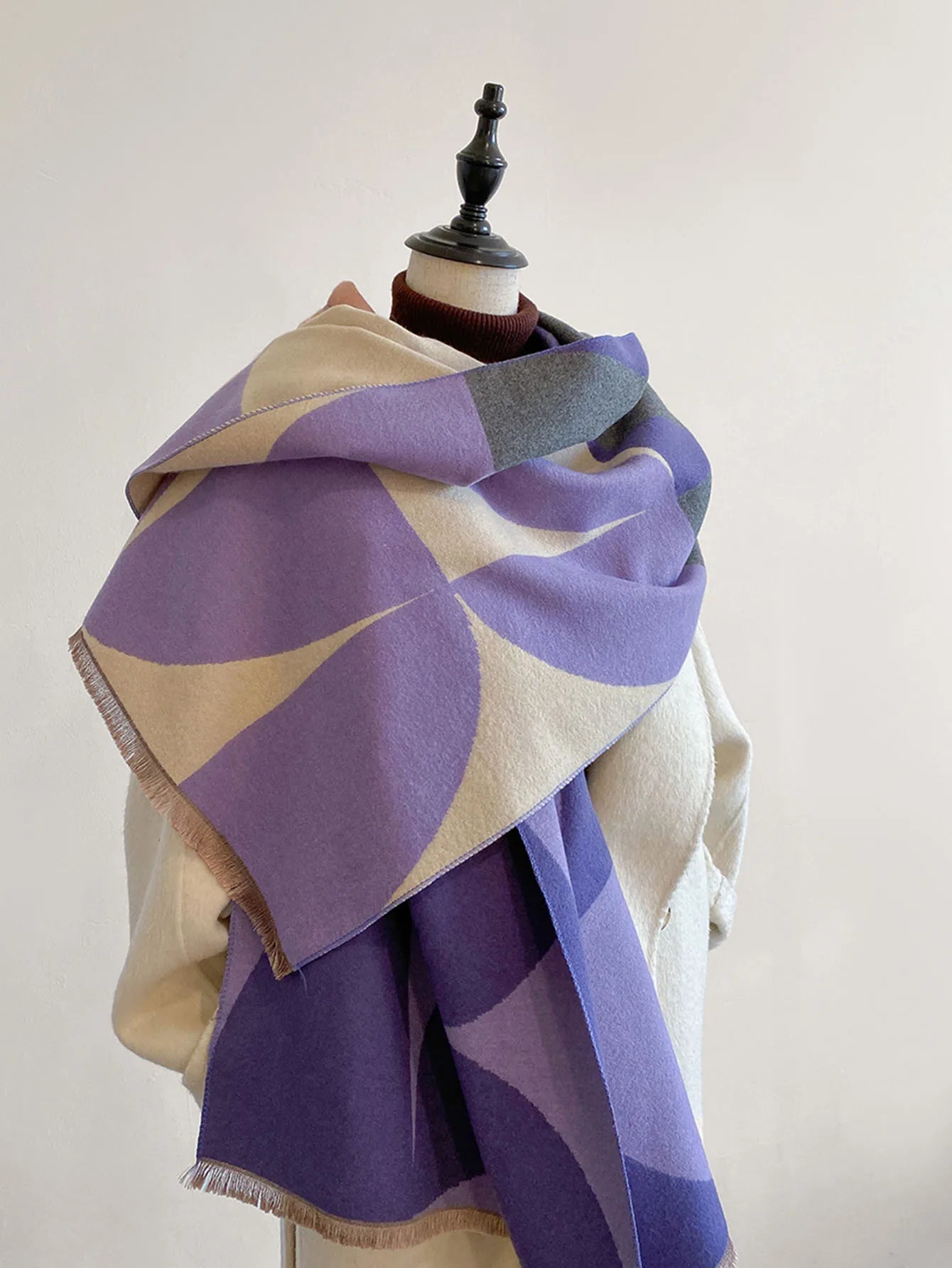 Women's soft reversible winter scarf