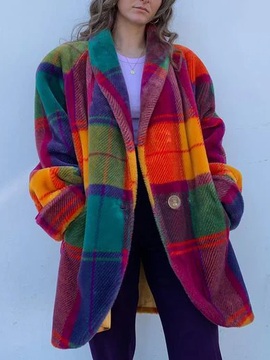 Women's oversized plaid winter coat