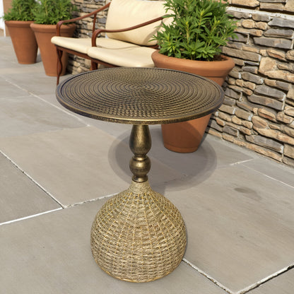 Handwoven Seagrass Coffee Table – Antique Bronze Iron Frame
