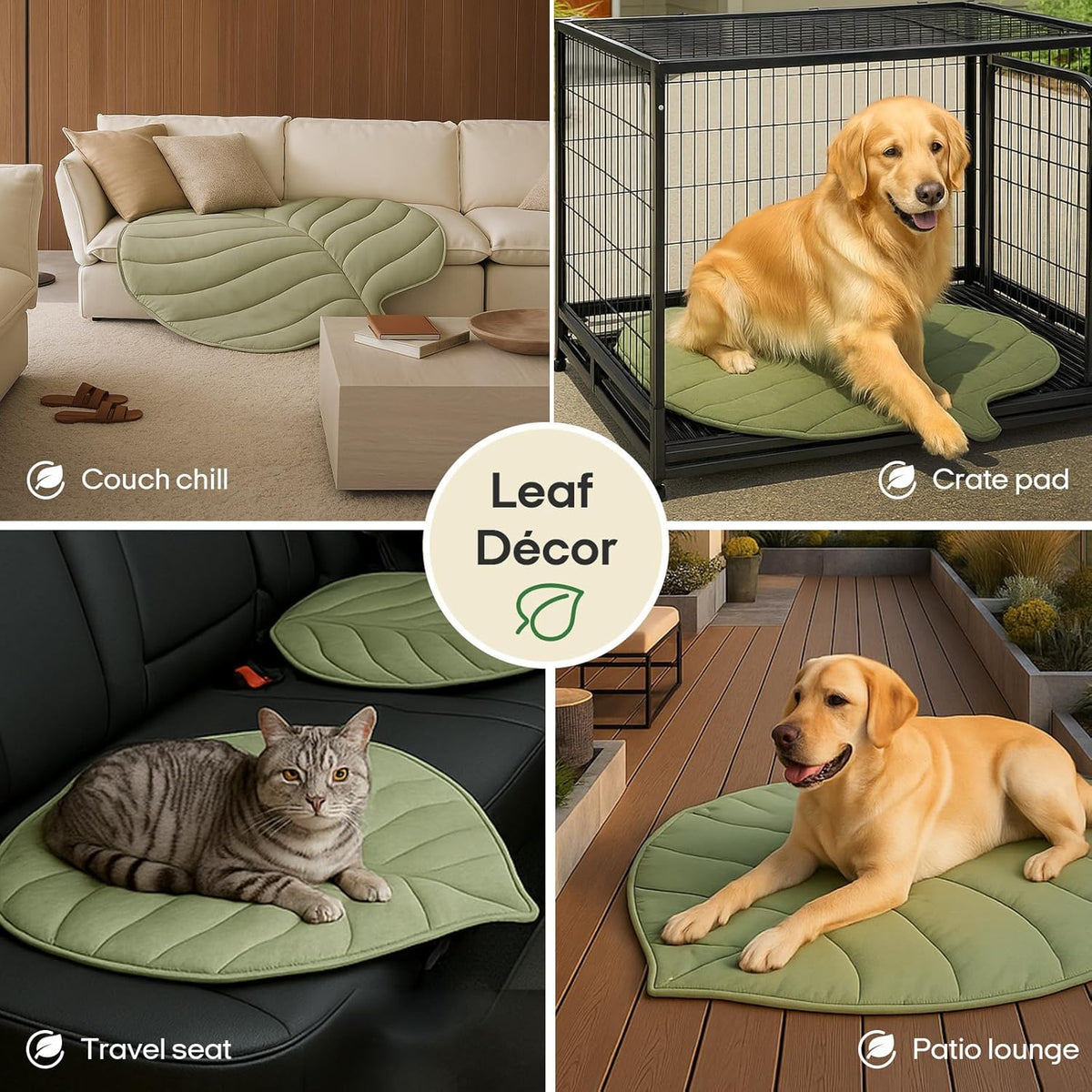 Self-cooling gel dog mat in leaf design